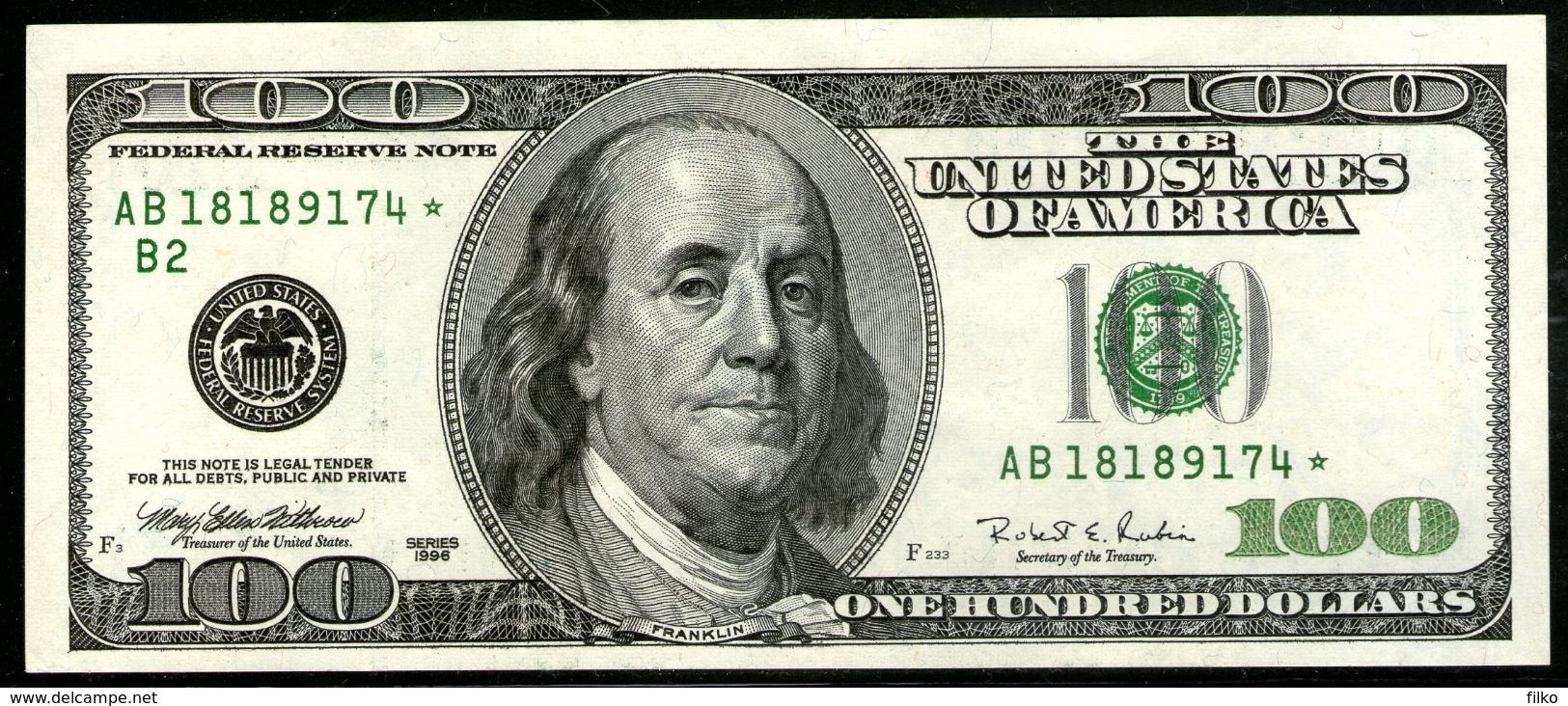 USA 100 Dollars1996,star Note,as Scan - Federal Reserve (1928-...)