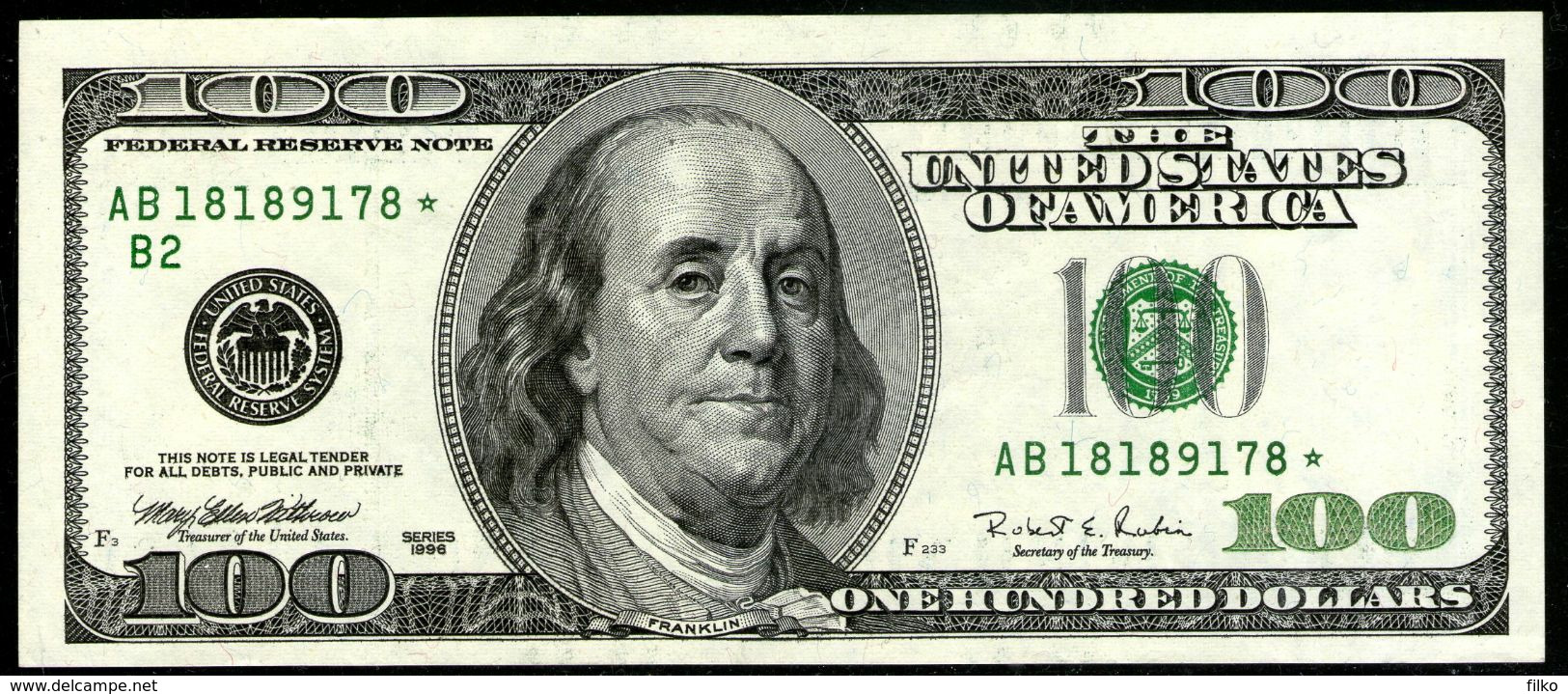 USA 100 Dollars1996,star Noite,as Scan - Biljetten Van De  Federal Reserve (1928-...)