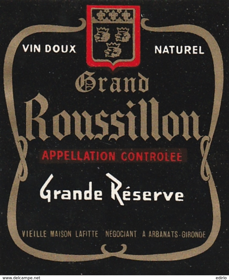 *** ETIQUETTE VIN  ***  Appelation  ROUSSILLON  Grande Réserve    Maison Lafitte - Languedoc-Roussillon