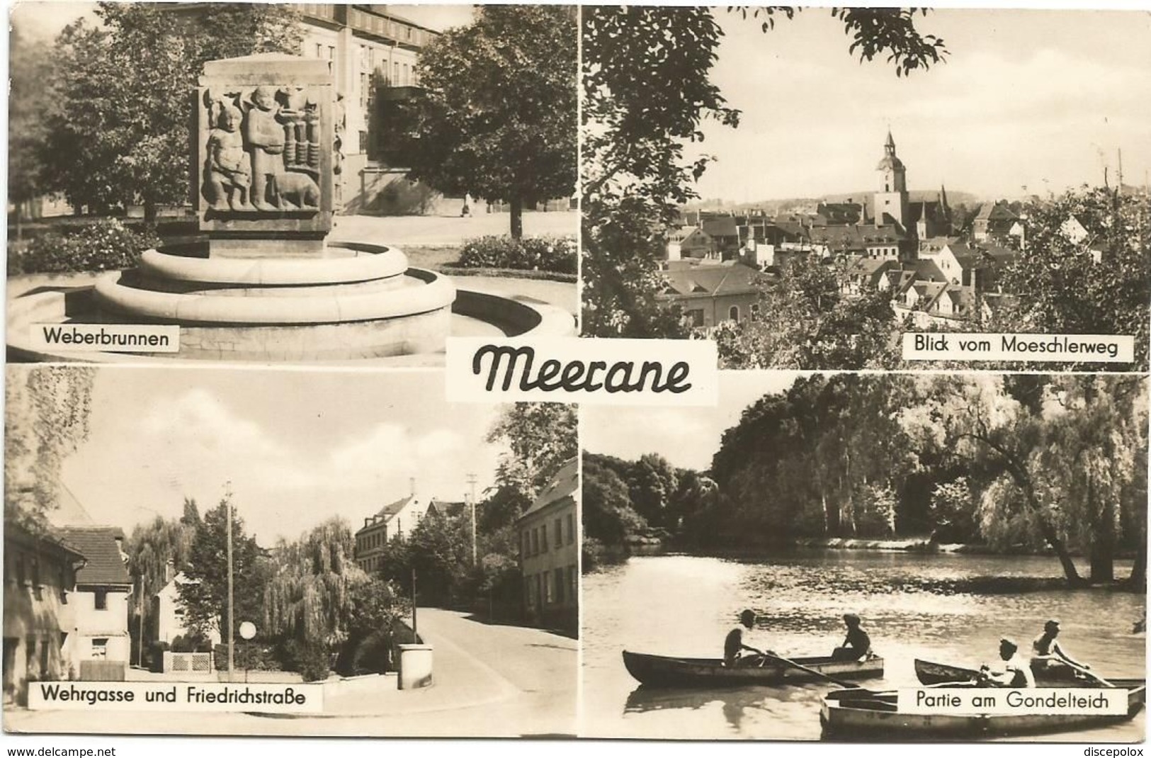 XW 3504 Meerane - Weberbrunnen - Moeschlerweg - Wehrgasse Und Friedrichstrasse - Gondelteich / Viaggiata 1969 - Meerane