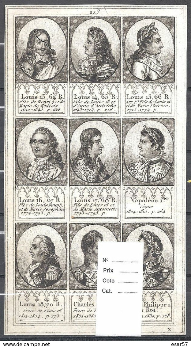 Superbe et rare ensemble de 72 portraits de rois de France extraits d'un ouvrage du milieu du XIX ème.