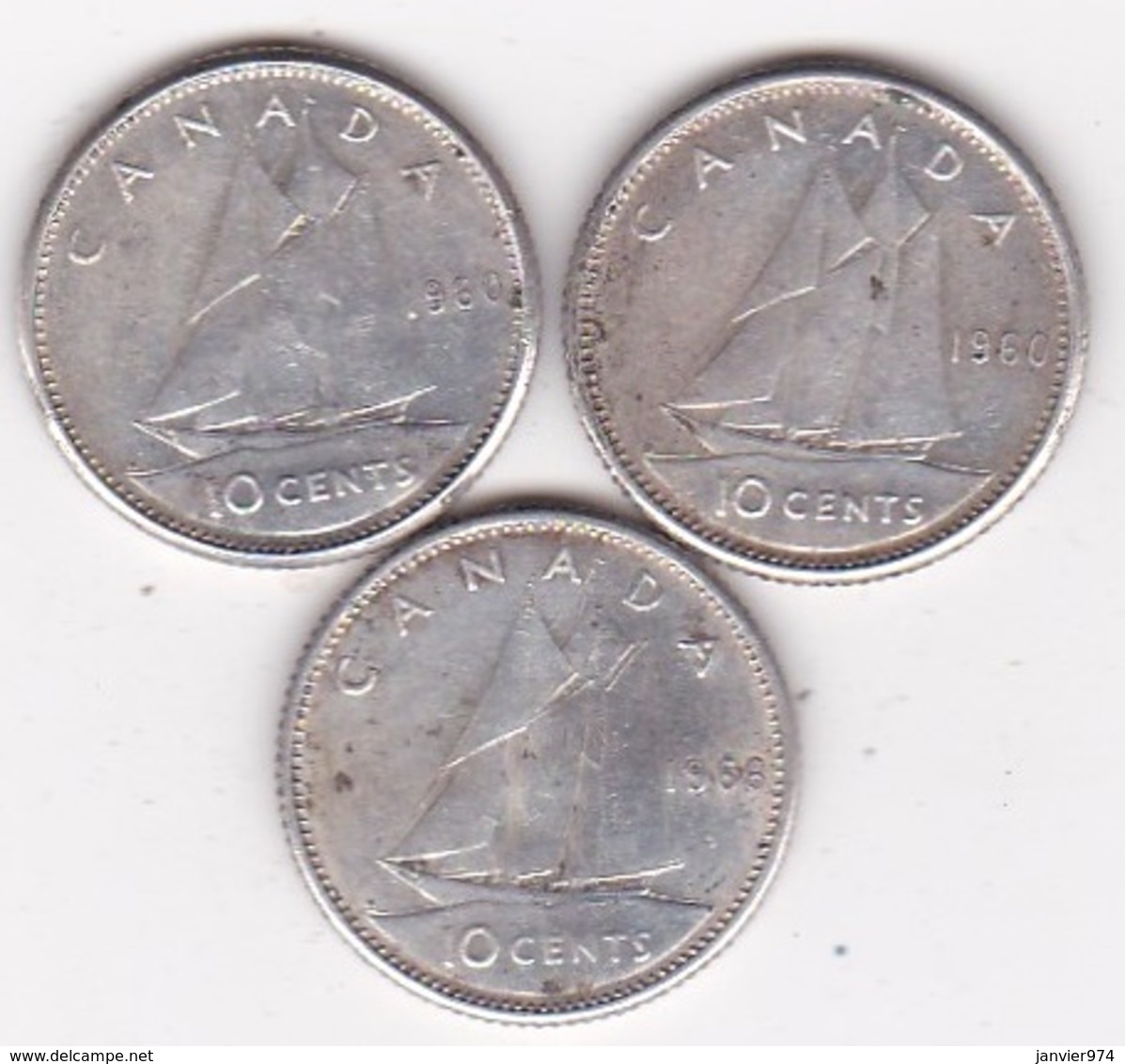 Canada 3 Pièces En Argent De 10 Cents 1960 (2) Et 1966 - Canada