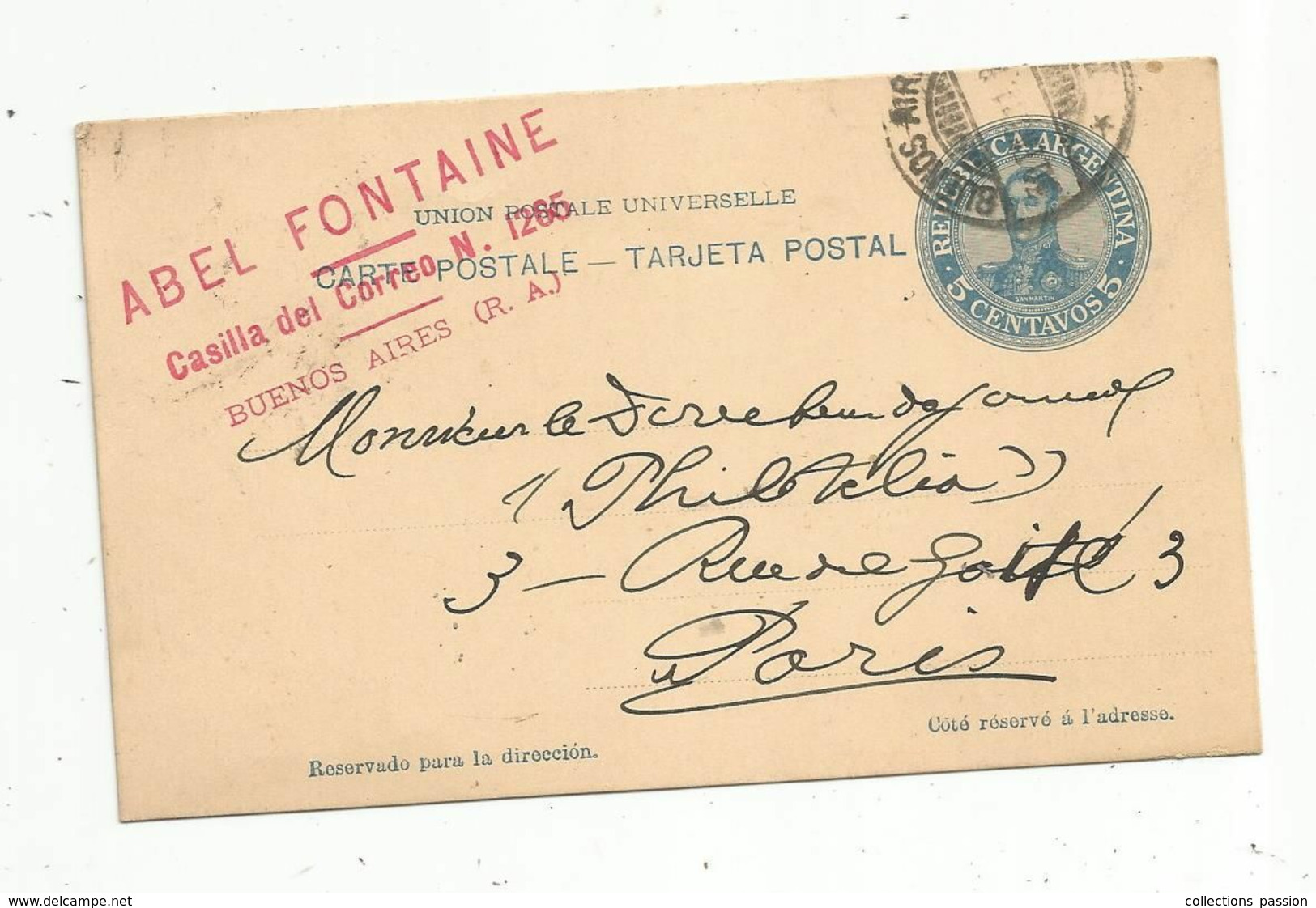 Entier Postal, Argentina , Argentine ,Buenos Aires ,1911, 5 Centavos ,2 Scans - Postal Stationery