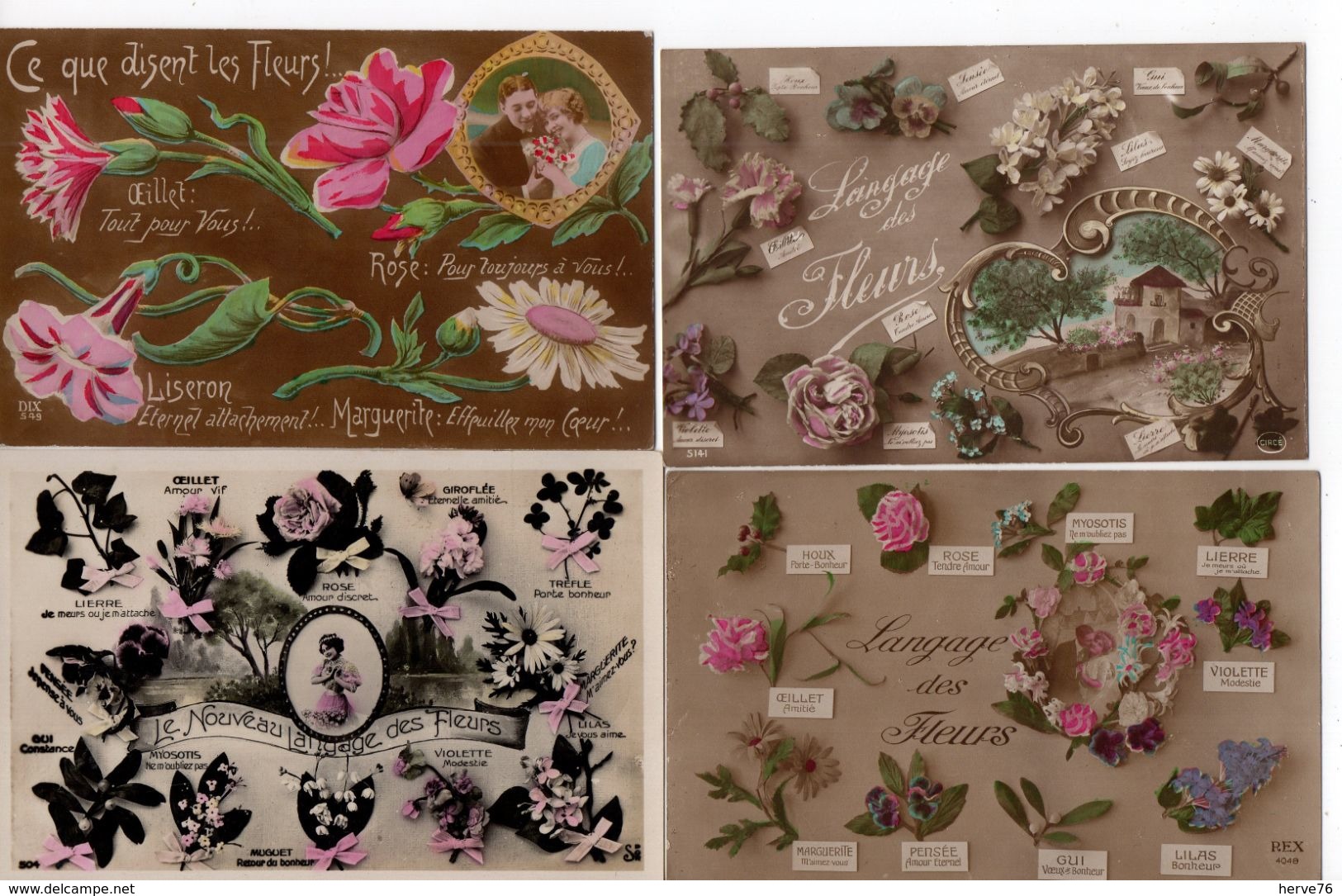 LOT 10 CPA - Le Langage Des Fleurs - CPA Fantaisie - 5 - 99 Postcards