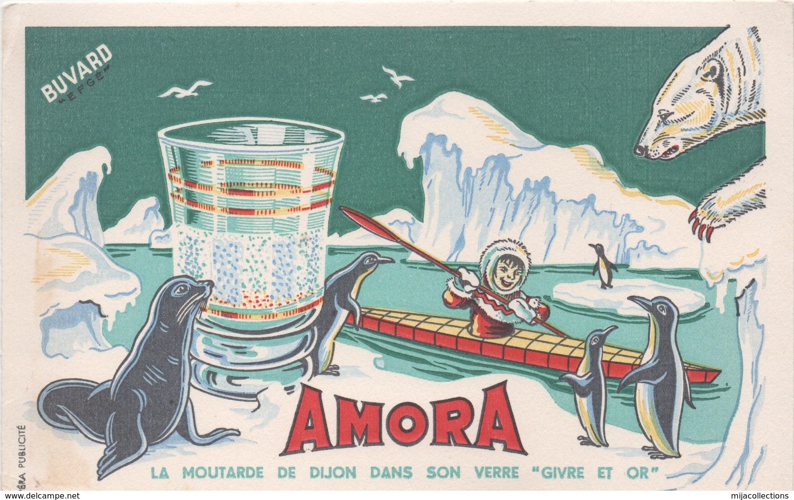 BUVARD  AMORA La Moutarde De Dijon Dans Son Verre Givre Et Or- Opéra Publicité - Moutardes