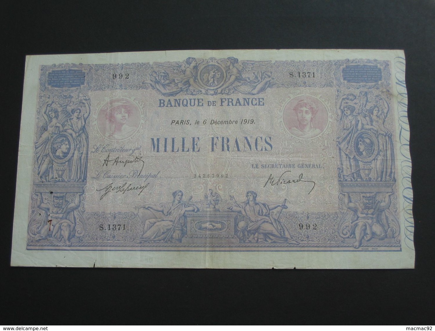 1000 Francs  - Bleu Et Rose - Le 6 Décembre 1919   **** EN ACHAT IMMEDIAT **** - 1 000 F 1889-1926 ''Bleu Et Rose''