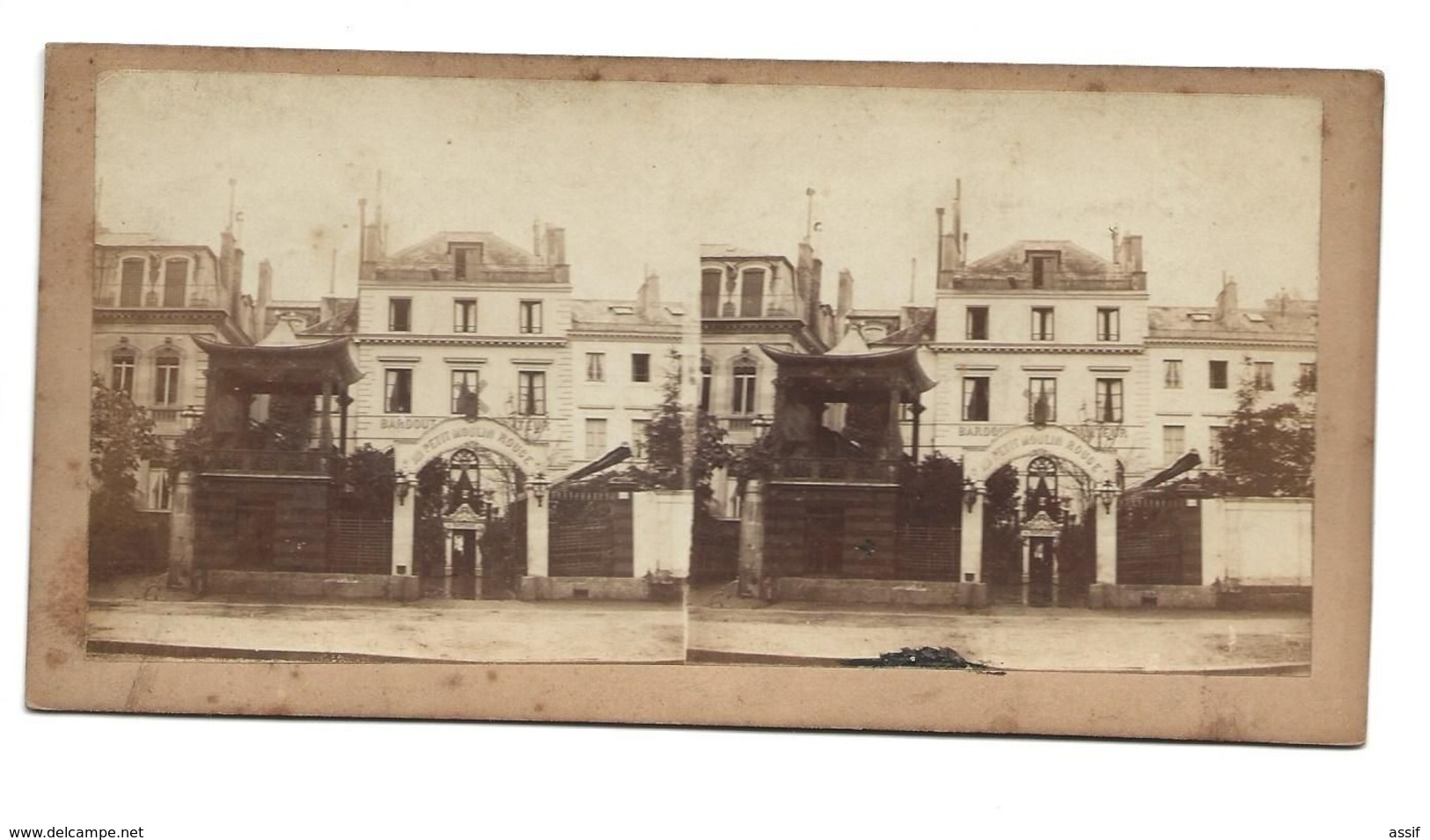 PARIS LE PETIT MOULIN ROUGE PHOTO STEREO CIRCA 1860 /FREE SHIPPING R - Stereoscopio