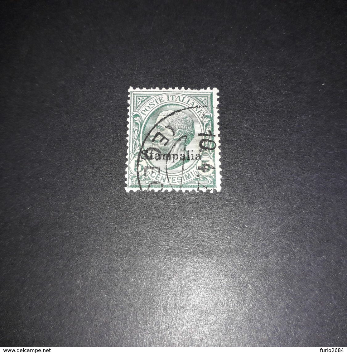 NIC22 POSSEDIMENTI ITALIANI ISOLE EGEO STAMPALIA 1912 FRANCOBOLLI D'ITALIA SOPRASTAMPATI CENT. 5 "O" - Egée (Stampalia)