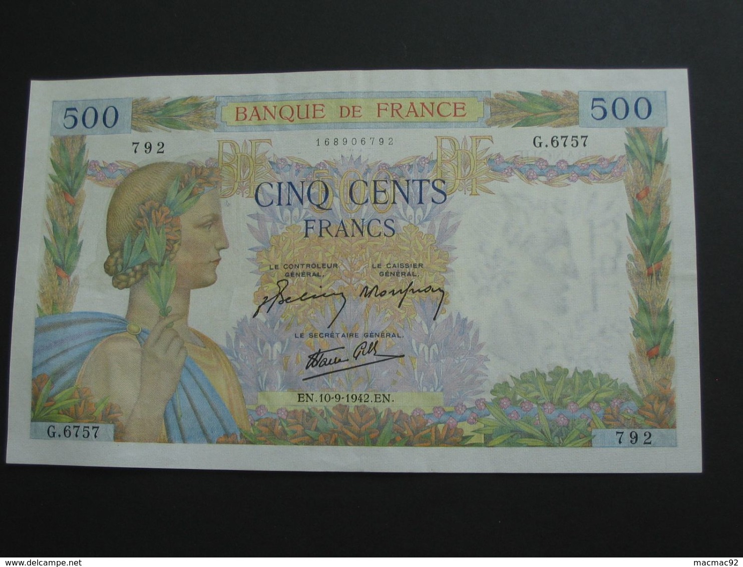 500 Francs - La Paix  10-9-1942  **** EN ACHAT IMMEDIAT **** - 500 F 1940-1944 ''La Paix''