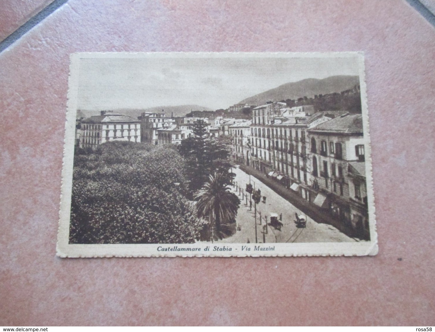 1938 Saluti Da Castellammare Di Stabia  Via Mazzini Animata Carri Affrancatura Commemorativa Augusto 20 Cent. - Castellammare Di Stabia