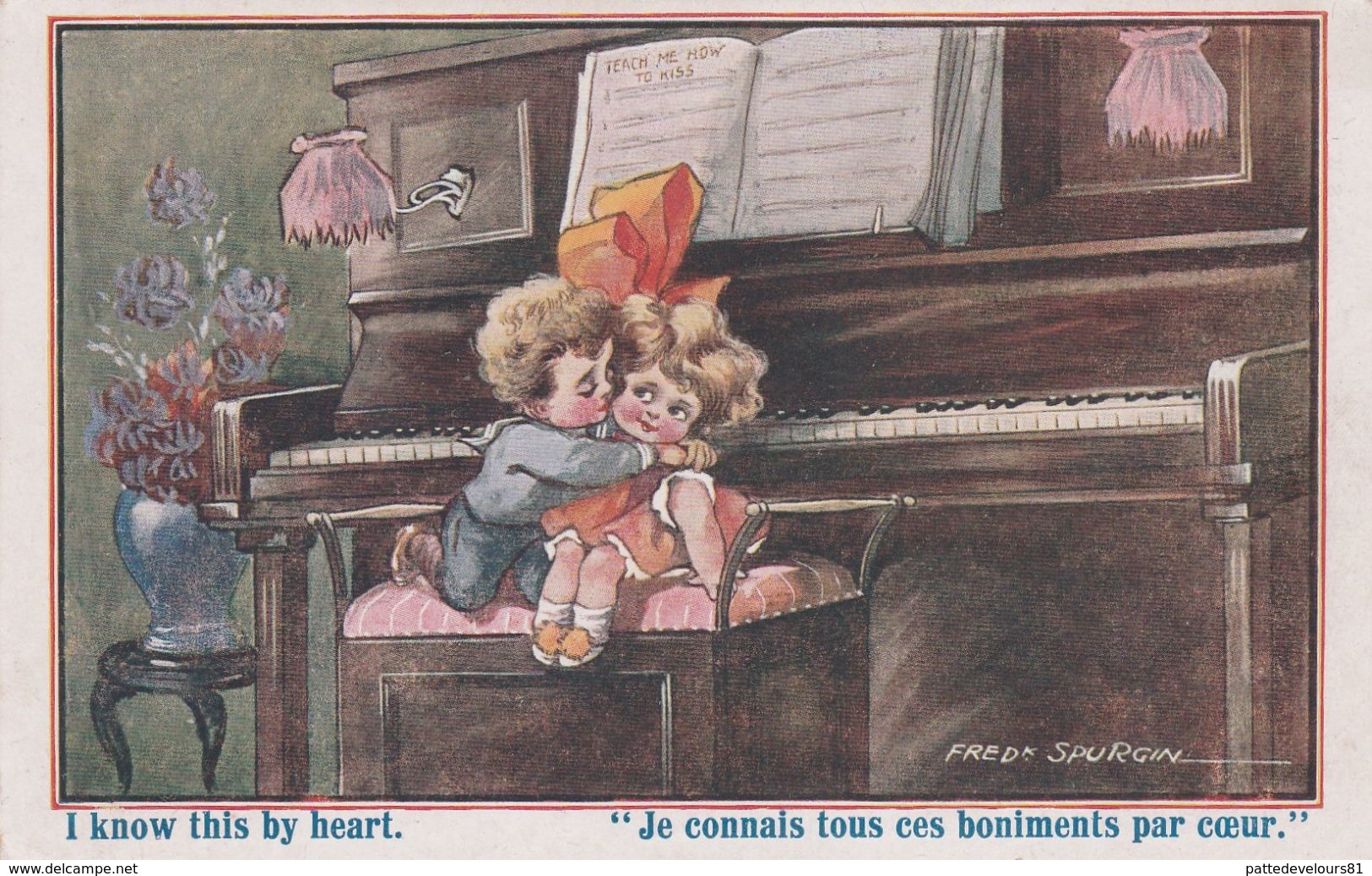 CPA Enfant Amourette Boniments Instrument Musique Piano Music Illustrateur F. SPURGIN N° 456 (2 Scans) - Spurgin, Fred
