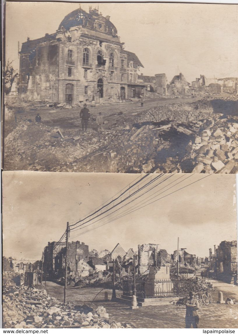 2 Photographies Originales Guerre Militaire Ruines De Guerre A Situer A Identifier Ref 961 - War, Military