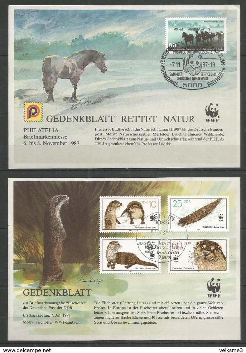 2 Pcs GERMANY - P/c - 1987 - Animals - Wild Animals - WWF - Covers & Documents