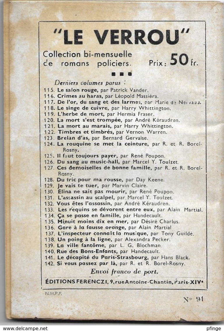 On A Volé Le Ministre ParSerge Alkine - Collection Police Et Mystère ( Deuxième Série ) N°94 - Ferenczi