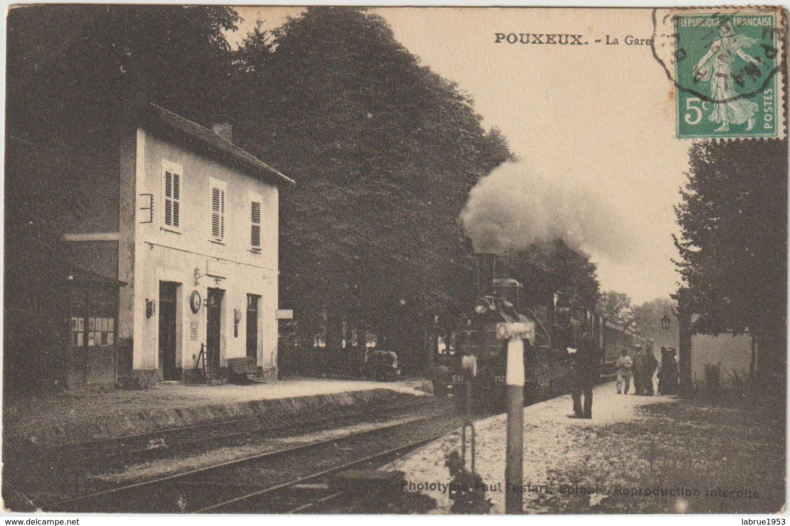 Pouxeux - La Gare-train; Locomotive--(D.8047) - Pouxeux Eloyes