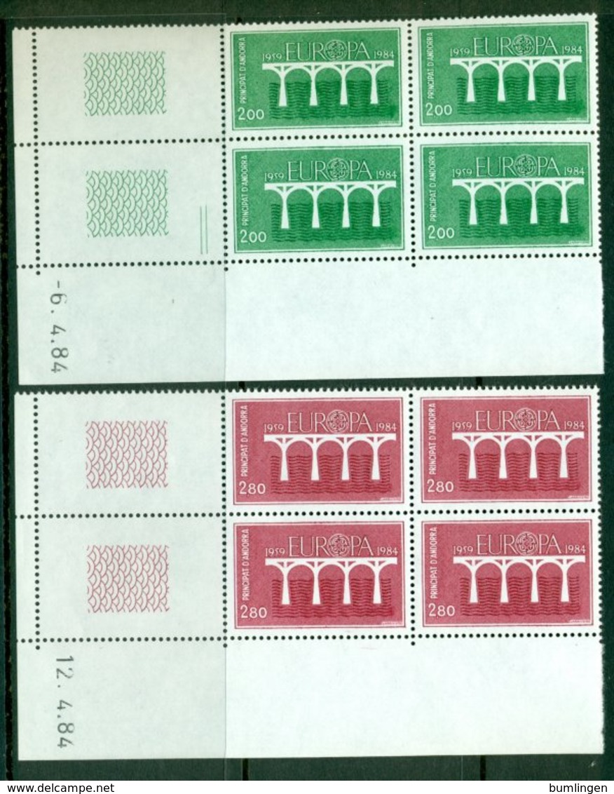 ANDORRA (French) 1984 Mi 350-51 Blocks Of Four** Europa CEPT – 25th Anniversary [A6481] - 1984