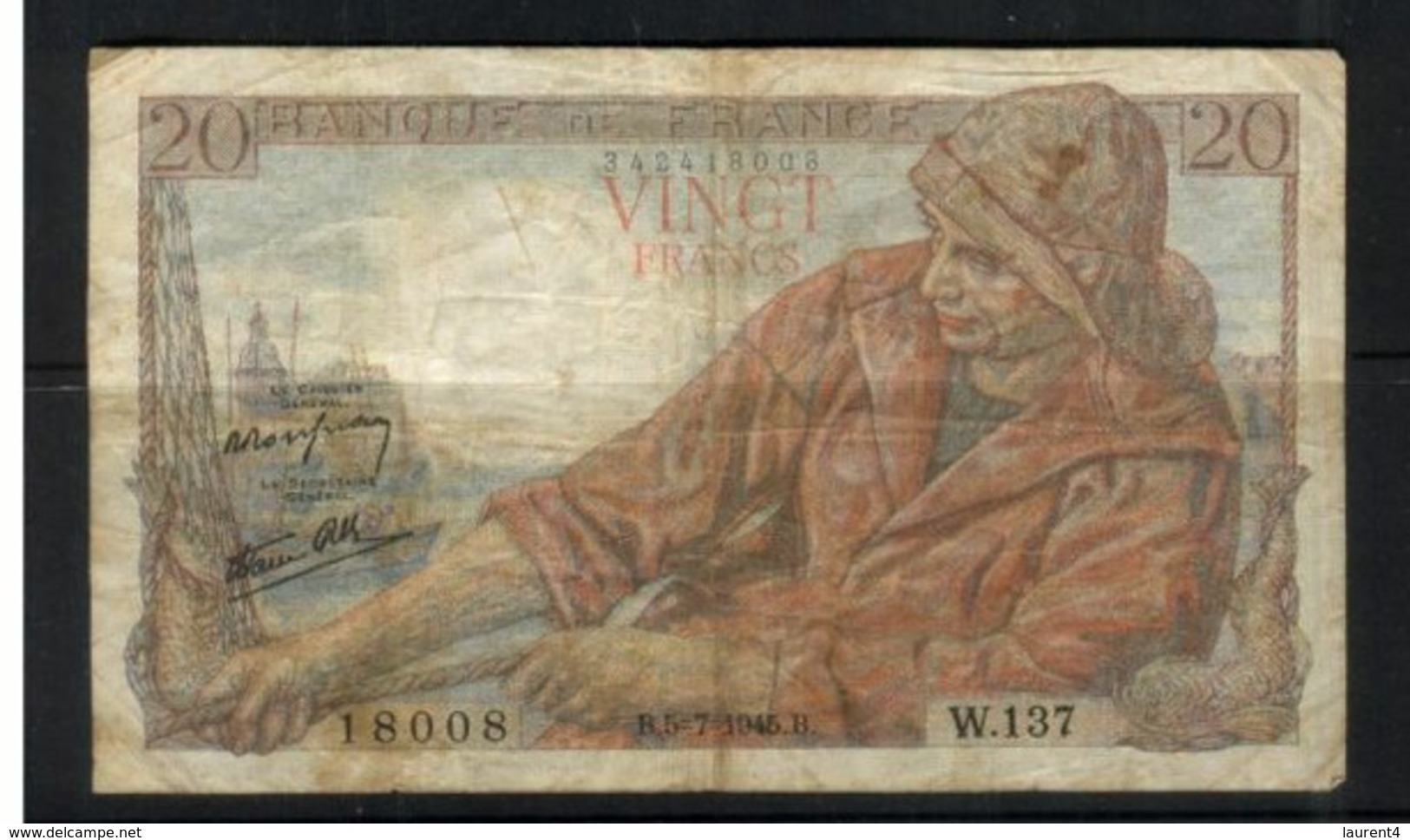 (29-07-2020 [A]) France - (Banknote / Billet) Used / Usager - W 137 - 20 F 1942-1950 ''Pêcheur''