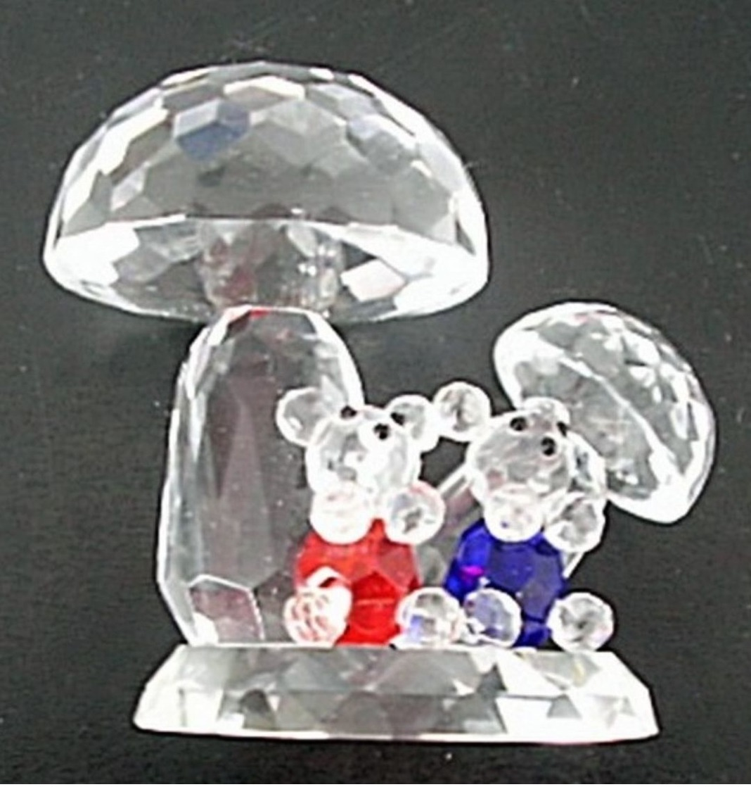 Steinpilzen, Champignons, Bären, Bären Wild Mushroom, Teddy Bear, Bears Mushroom Czech Lead Glass Crystal - Glas & Kristall