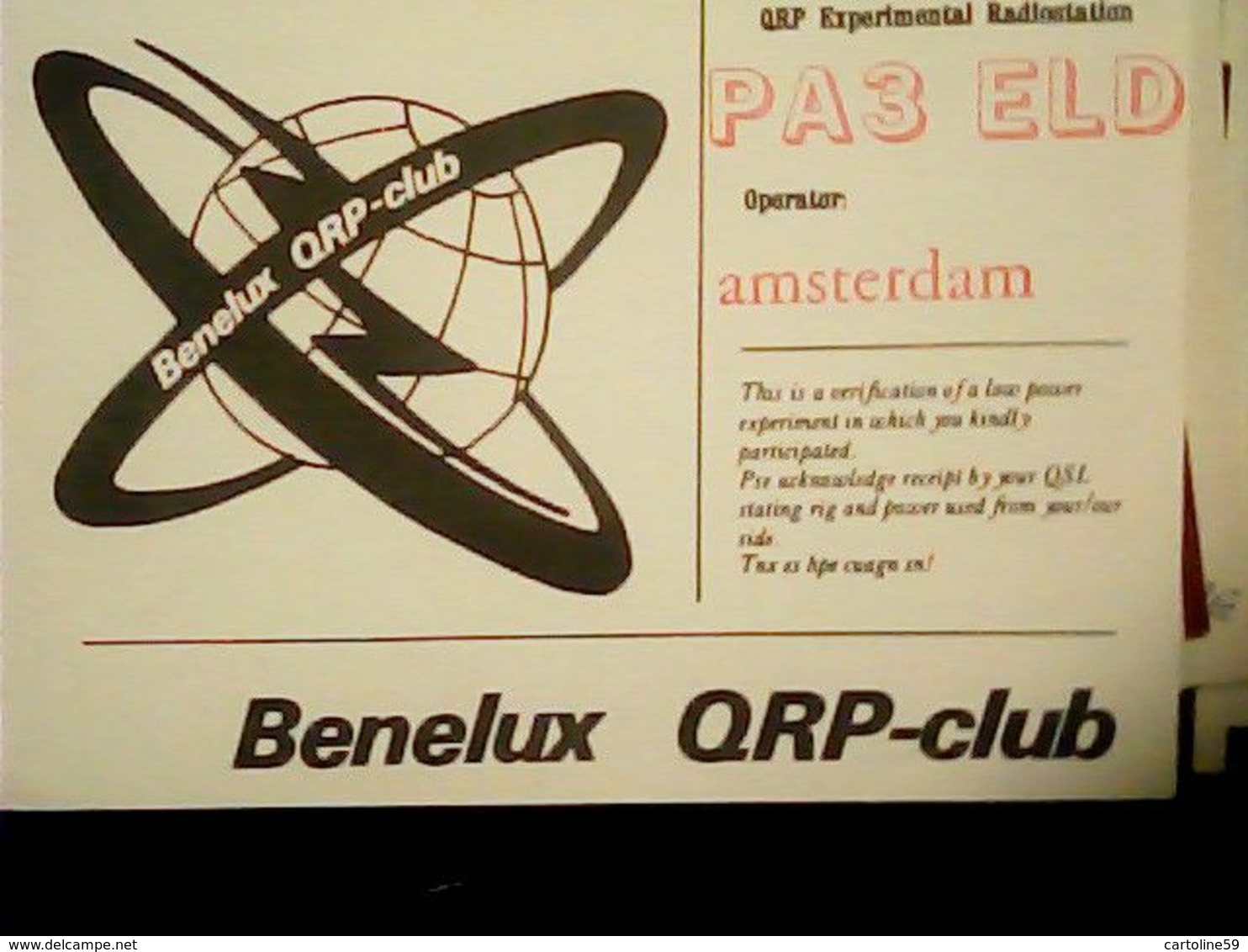 QSL CARD NETHERLANDS BENELUX QRP CLUB AMSTERDAM RADIO V1988 HQ9993 - Radio