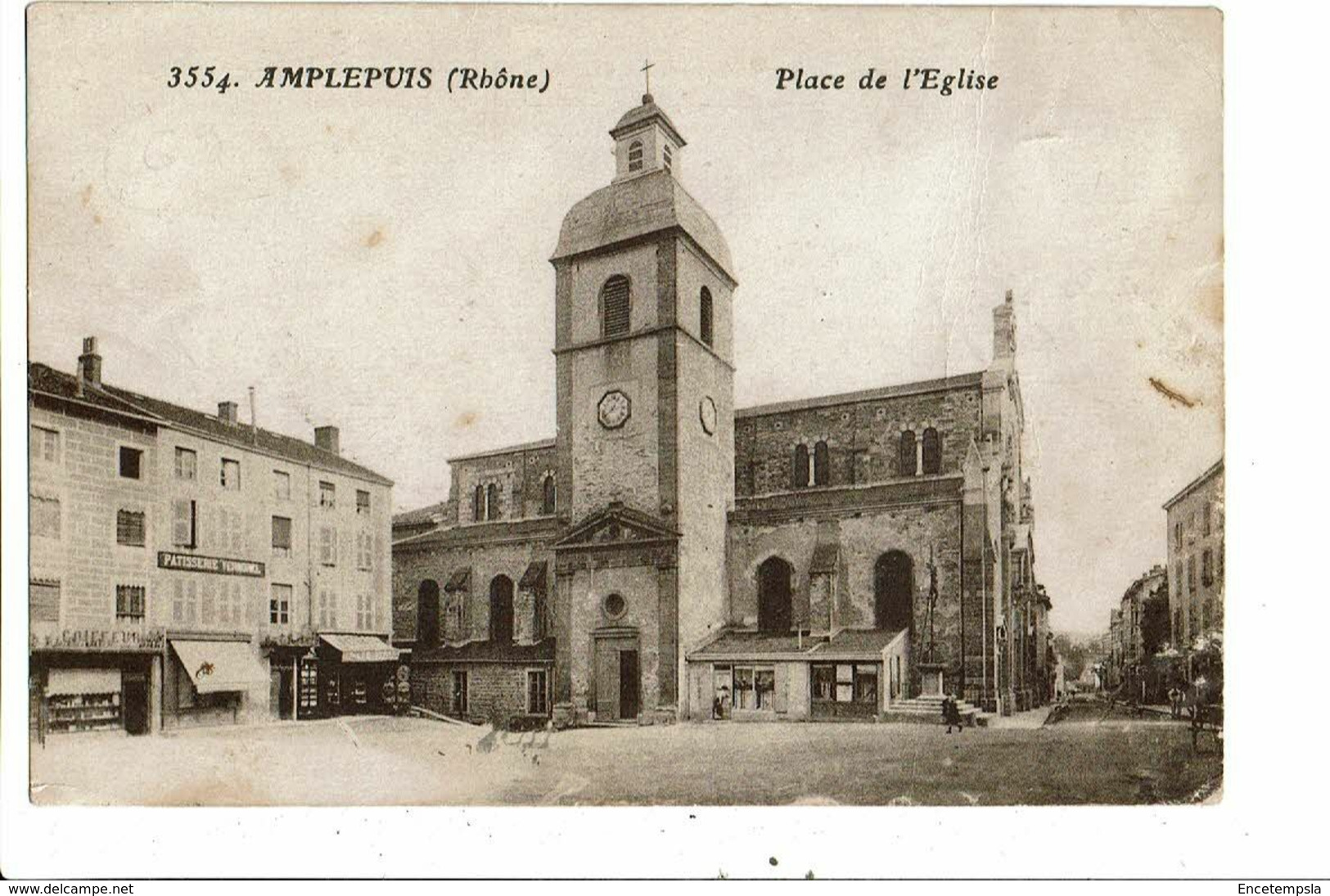 CPA- Carte Postale -France-Amplepuis- Place De L'Eglise -1933 VM19559 - Amplepuis