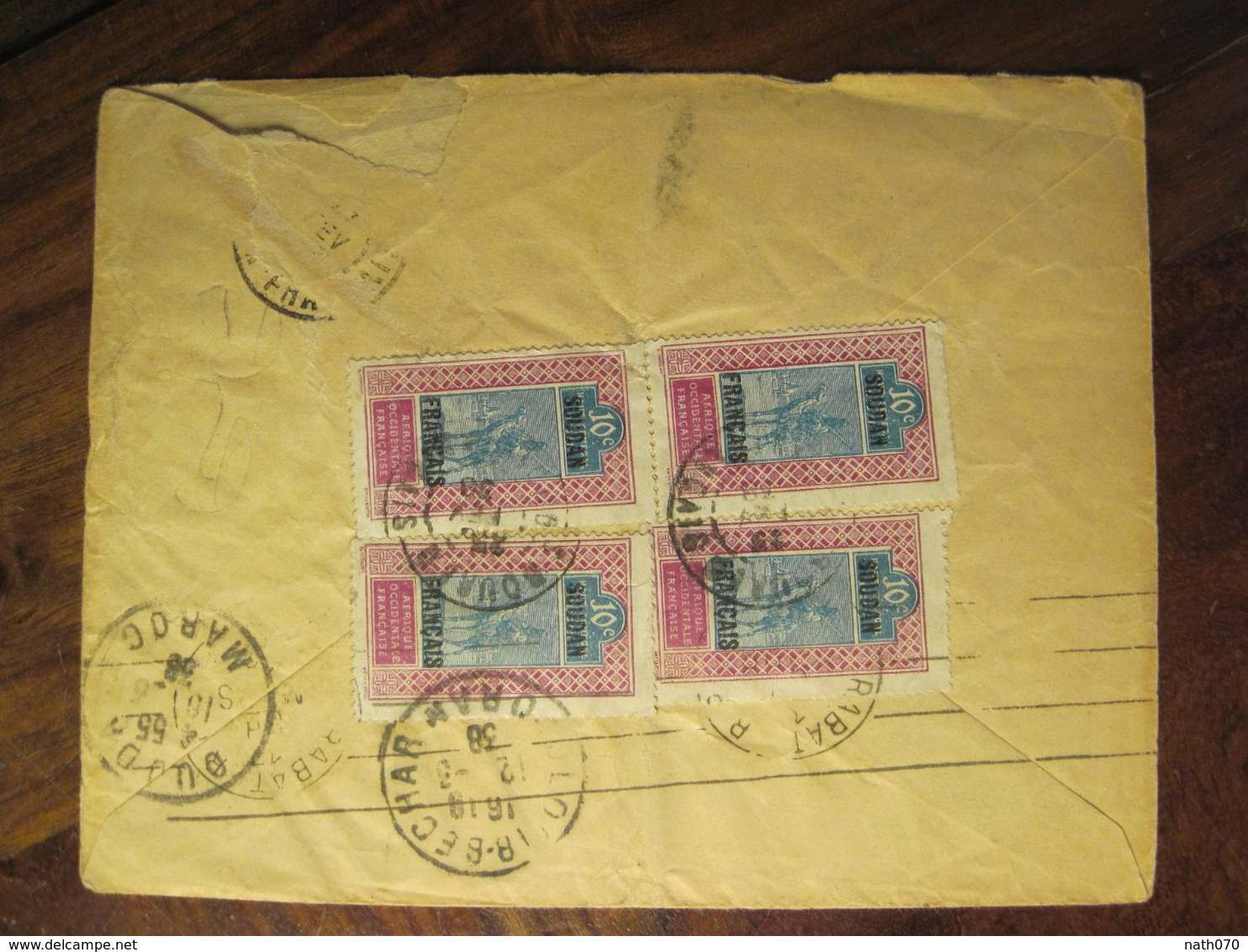 SOUDAN Français 1938 BOUREN France Pour Maroc Algérie Colomb Bechar RTS Lettre Enveloppe Cover Colonie Mali AOF - Covers & Documents