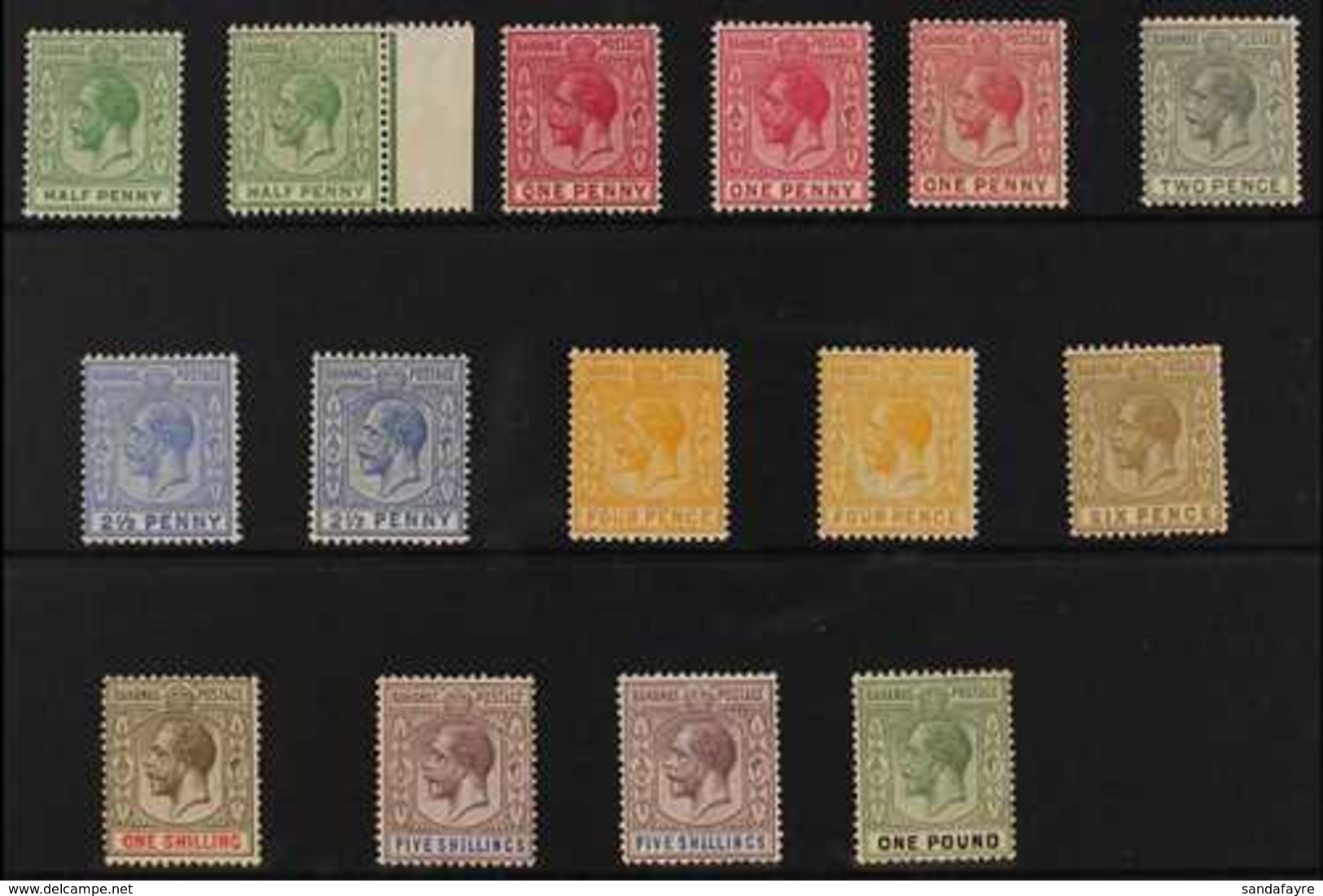 1912-19 KGV (Mult Crown CA) Set, SG 81/89, Plus SG Additional Listed Shades For ½d, 1d (both), 2½d, 4d And 5s, Fine Mint - Other & Unclassified