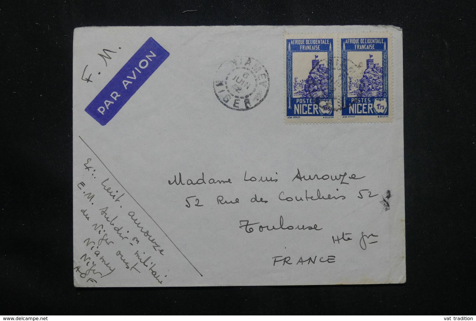 NIGER - Enveloppe En FM D'un Soldat à Niamey Pour Toulouse Par Avion En 1942 - L 65822 - Lettres & Documents