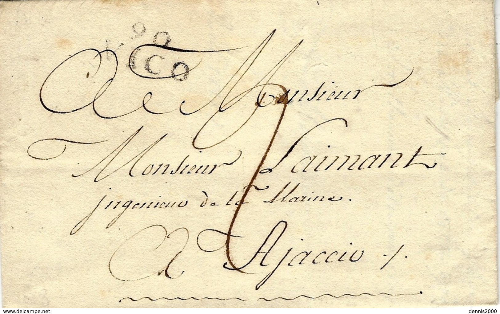 1818- Lettre De 90 / VICO  ( Corse) 23 1/2 X11 Mm  Pour Ajaccio - 1801-1848: Voorlopers XIX