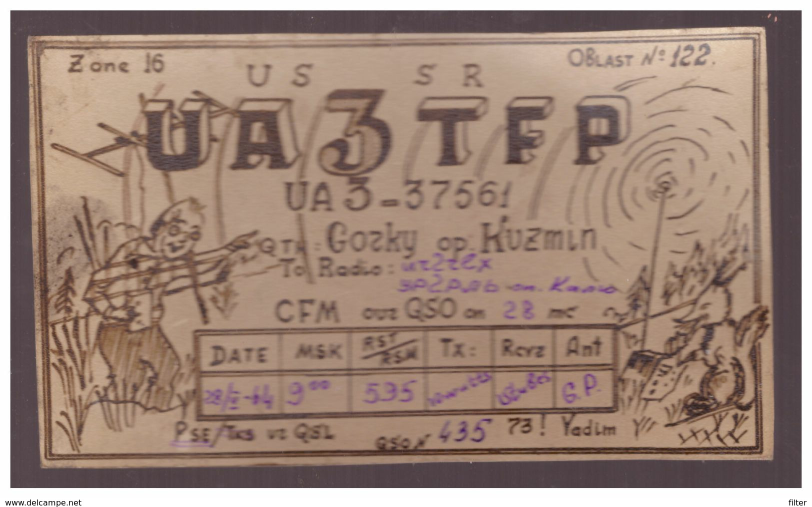 Russia QSL Card Sent To Estonia,1964,Gorky,op.Kuzmin - Radio Amateur