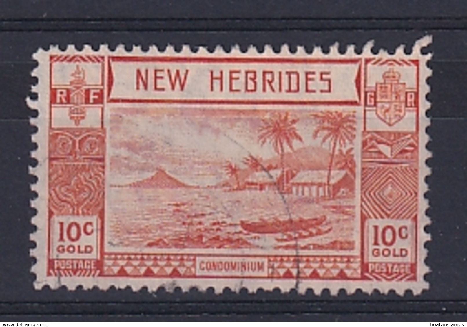 New Hebrides: 1938   Gold Currency - Lopevi Island & Canoe   SG53   10c   Used - Oblitérés