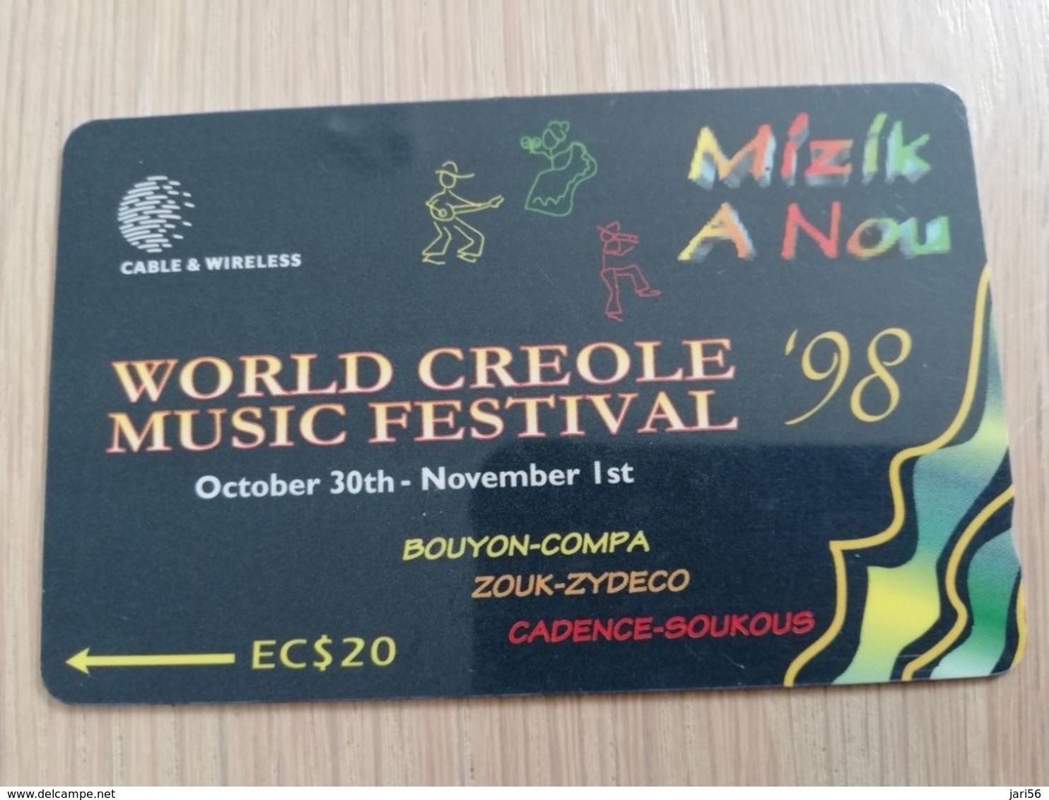 DOMINICA   GPT $ 20,-  WORLD CREOLE MUSIC FESTIVAL 98  266-A   266CDMA   Fine Used  Card  ** 2848** - Dominica