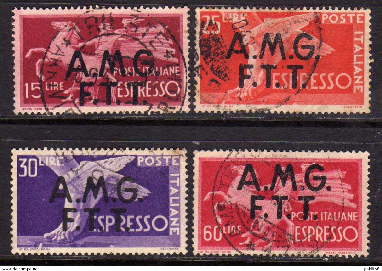 TRIESTE A 1947 - 1948 AMG - FTT ITALIA ITALY OVERPRINTED DEMOCRATICA ESPRESSI SERIE COMPLETA FULL SET USATA USED OBLITER - Posta Espresso