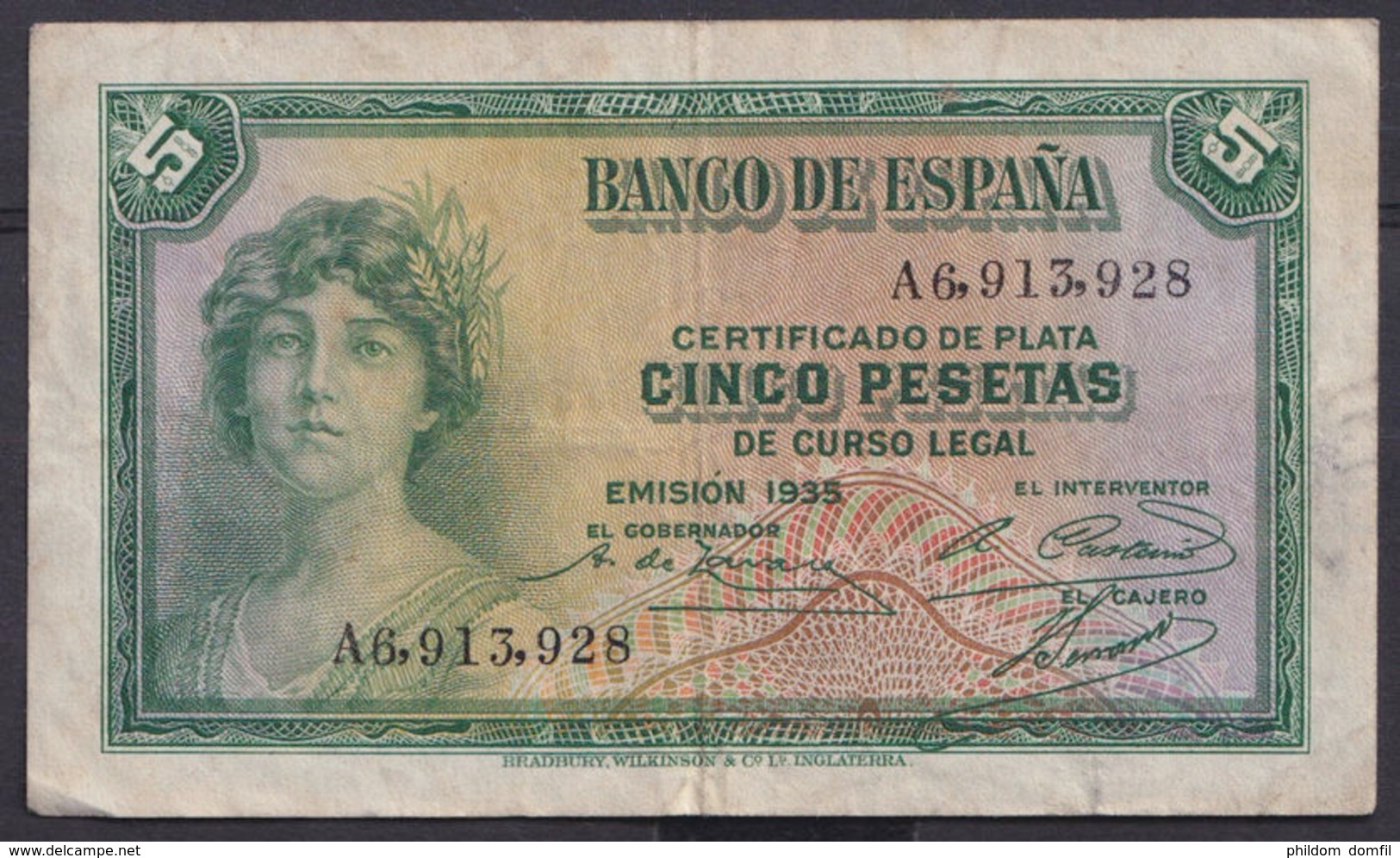 Ref. 410-4447 - BIN SPAIN . 1935. 5 PESETAS 1935	. 5 PESETAS 1935 - 5 Pesetas