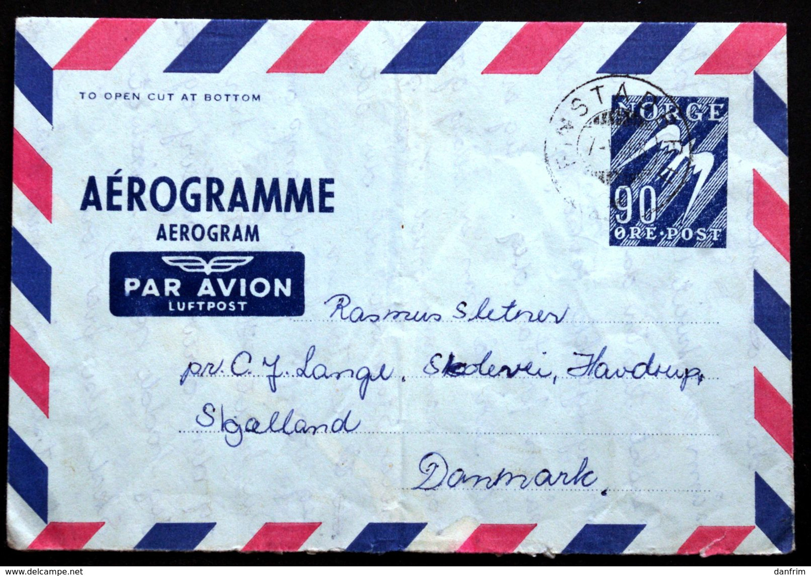 Norway Aerogramme To Denmark FINSTADE 7-8-1968  ( Lot 212 ) - Ganzsachen