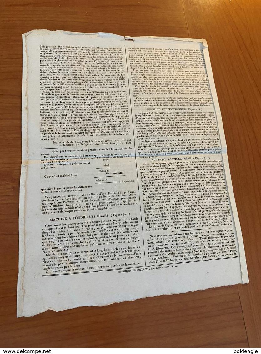 Etablissement Industriel - Feuille Des Arts Et Métiers 1827- Machine à Vapeur De  PERKINS  Avec PLANS - Tools