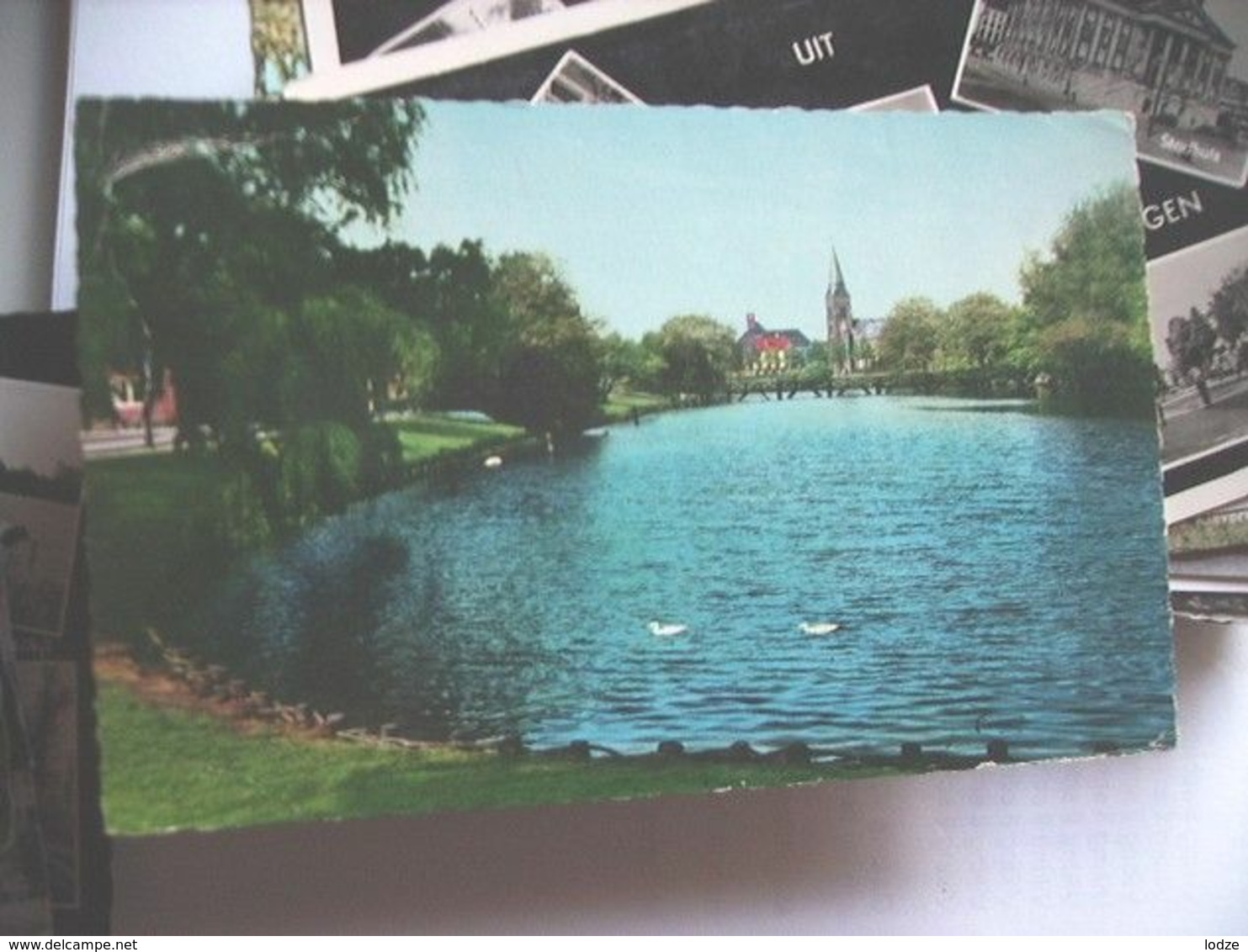 Nederland Holland Pays Bas Delfzijl Panorama Met Vijver En Kerk - Delfzijl