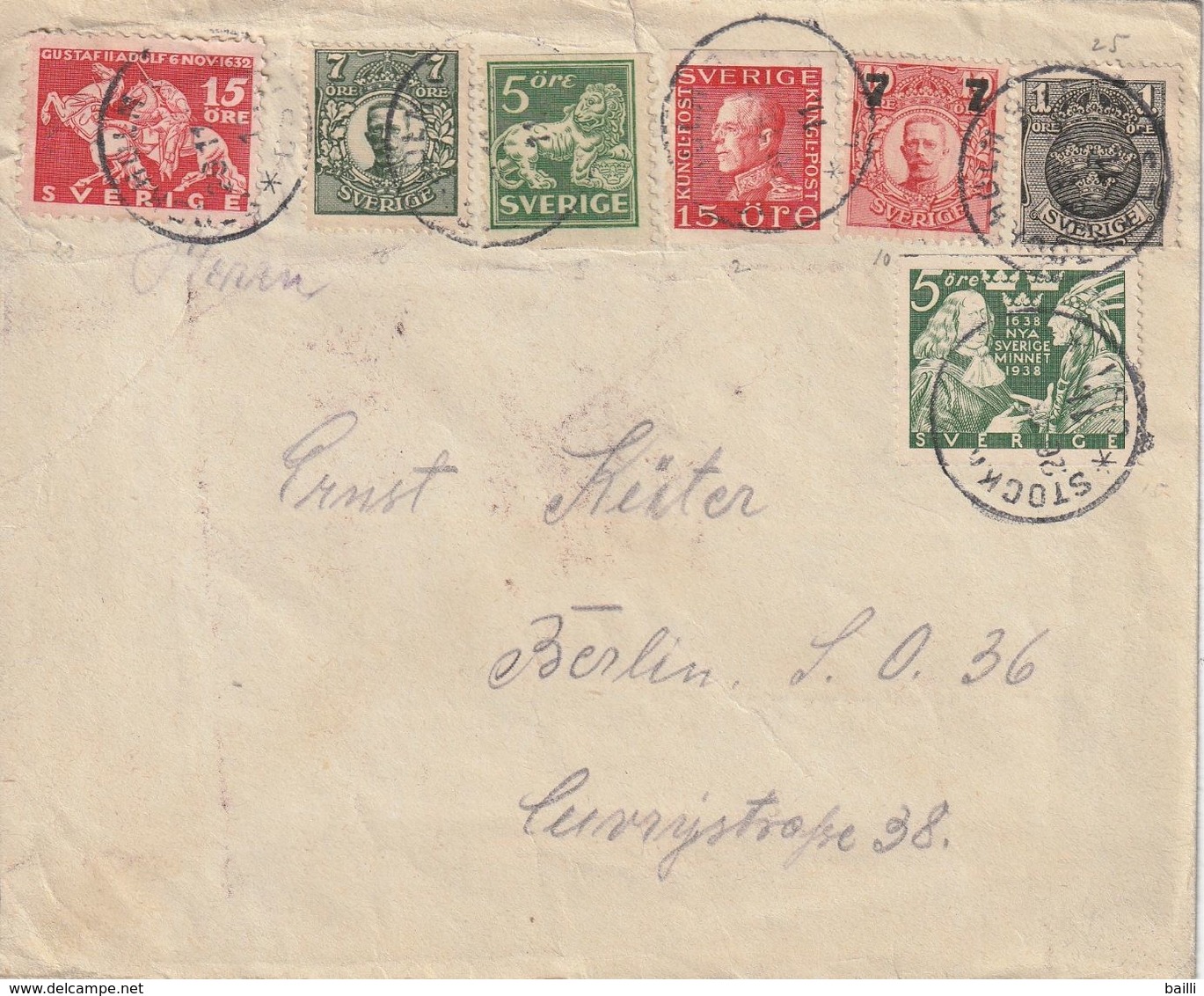 Suède Lettre Censurée Pour L'Allemagne - 1930- ... Coil Stamps II