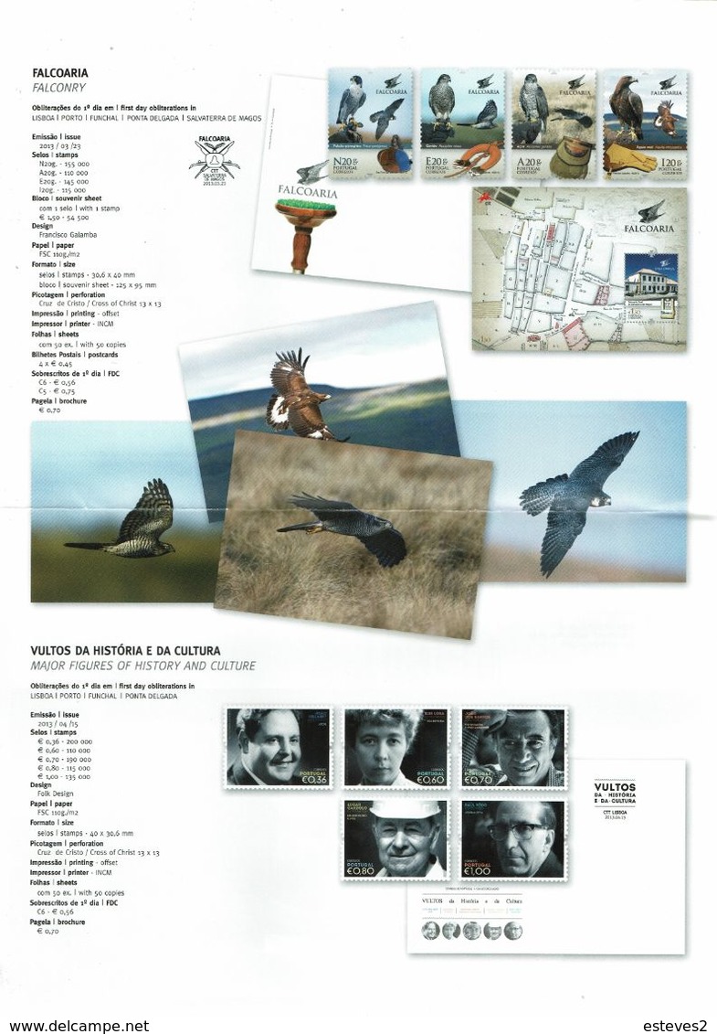 Portugal 2013 , Brochure , Pagela , Flavours , Falconry , Eagles , Figures , Apiculture , Citizens , Festivities , Post - Autres & Non Classés
