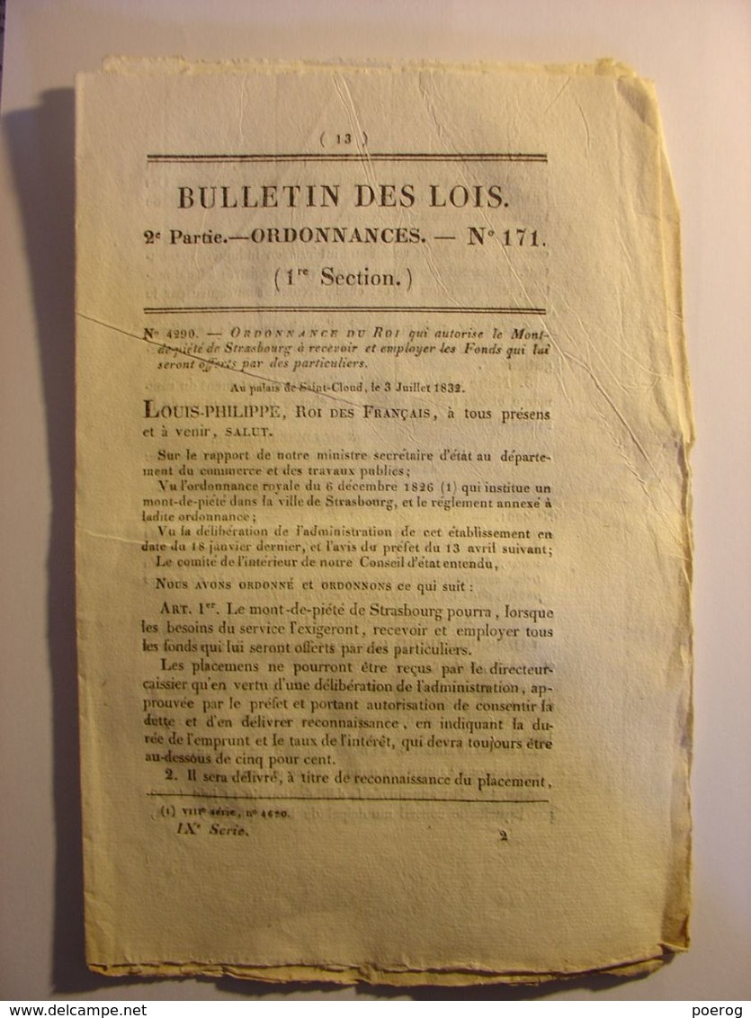 BULLETIN DE LOIS 1832 - CIMETIERE MILITAIRES AMNISTIE GARDES NATIONAUX ECOLE VETERINAIRE ALFORT ORPHELINS ROUTE ARDECHE - Décrets & Lois