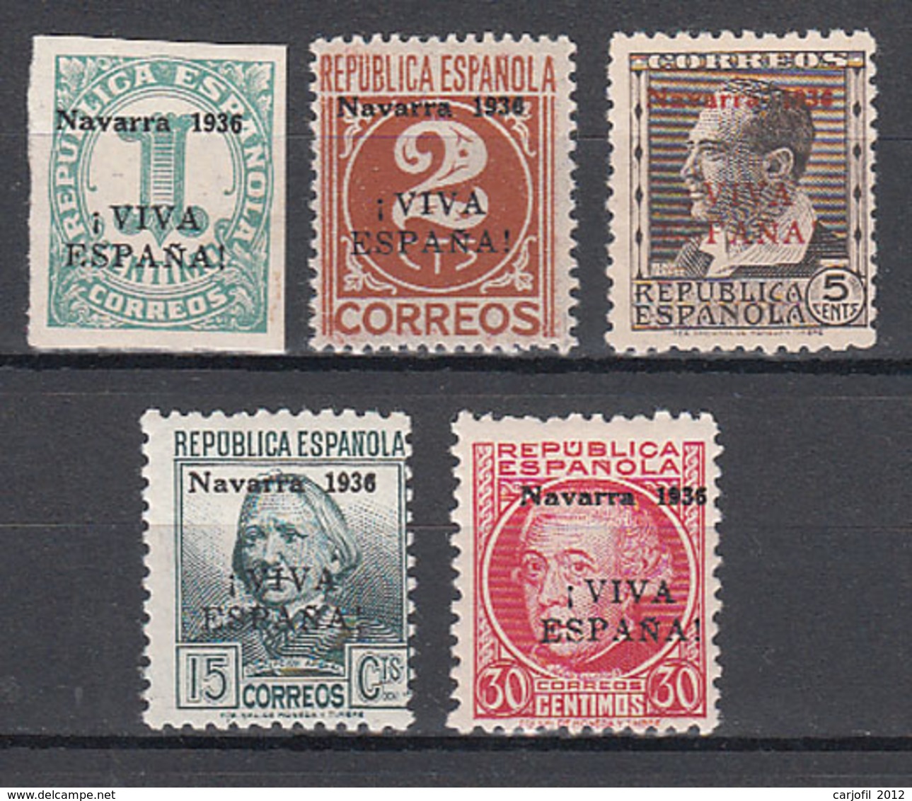 Locales Patri�ticos Pamplona 1936 Edifil 1/5 ** Mnh - Emisiones Nacionalistas