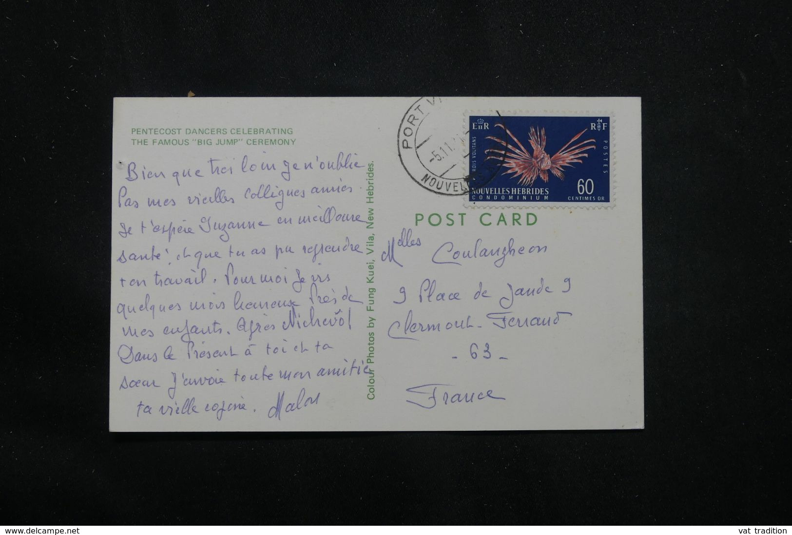 NOUVELLE HÉBRIDES - Carte Postale De Port Vila Pour La France, Affranchissement Poisson - L 65861 - Brieven En Documenten