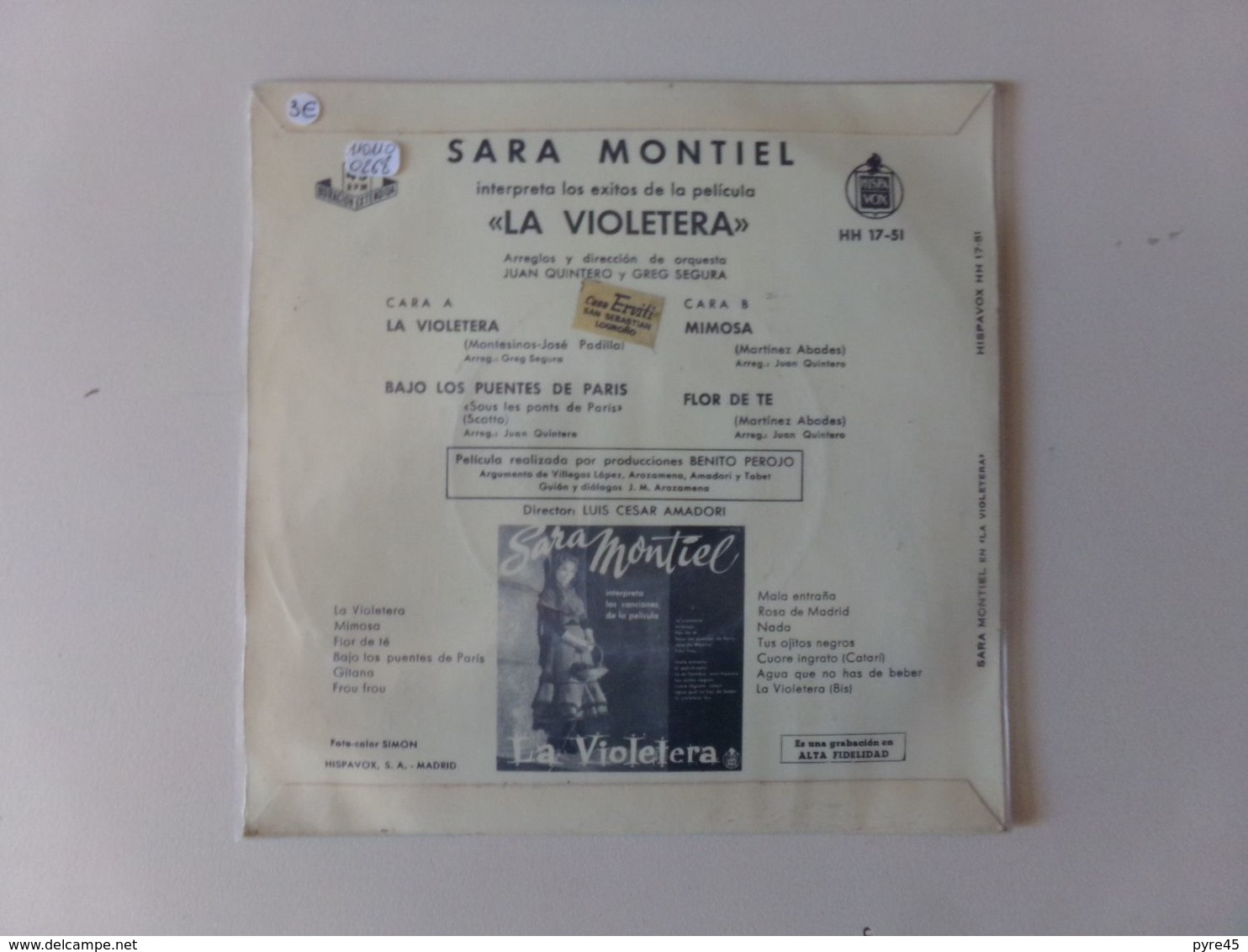 45 T Sara Montiel " La Violetera + 3 Titres " - Autres - Musique Espagnole