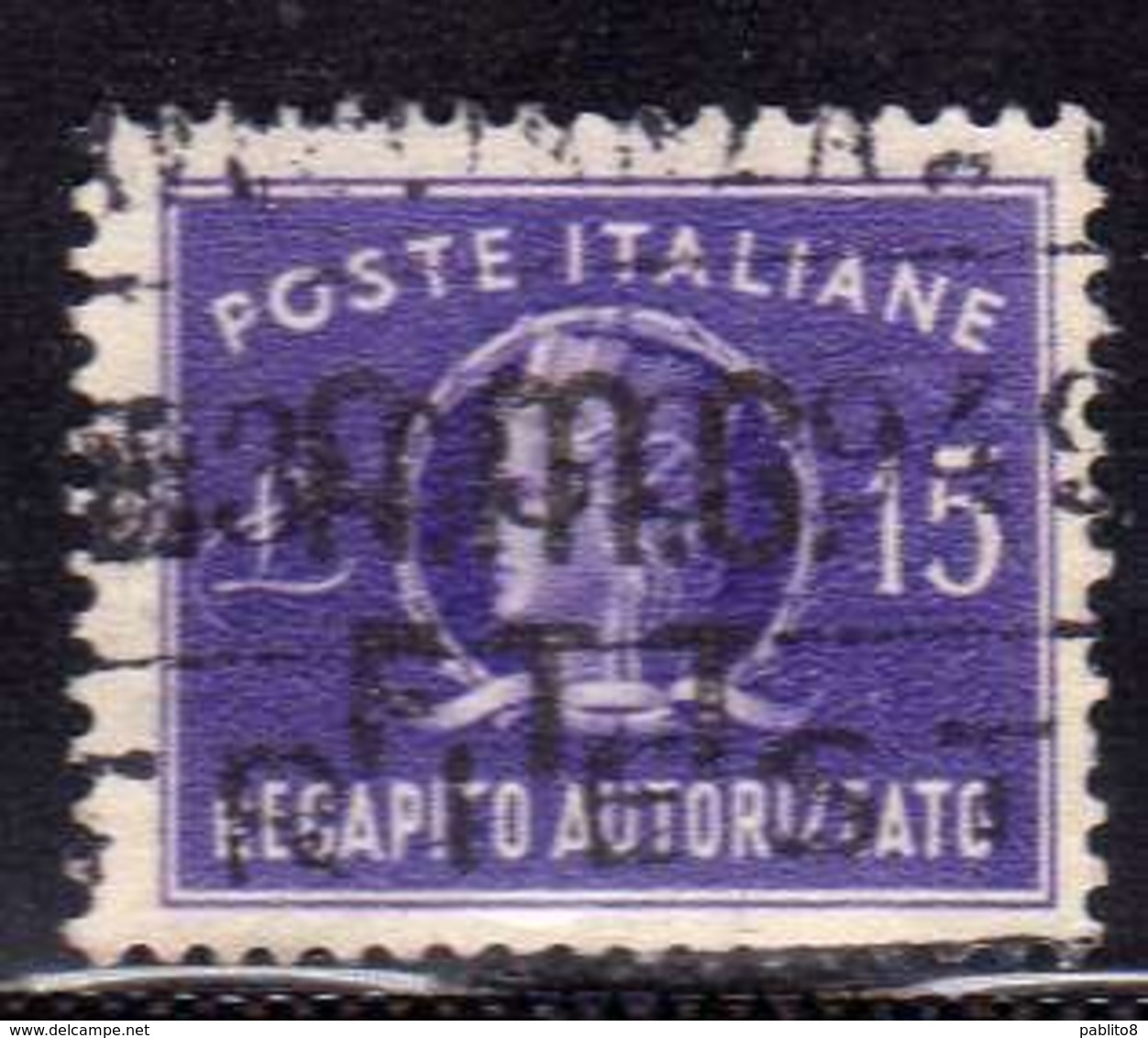 TRIESTE A 1949 AMG - FTT ITALIA ITALY OVERPRINTED RECAPITO AUTORIZZATO LIRE 15 USATO USED OBLITERE' - Fiscali