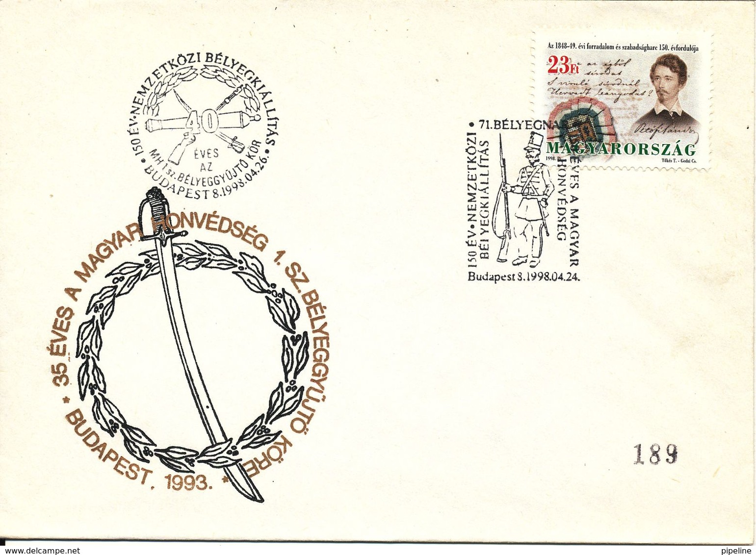 Hungary Cover With Special Postmark And Cachet Budapest 24-4-1998 - Covers & Documents