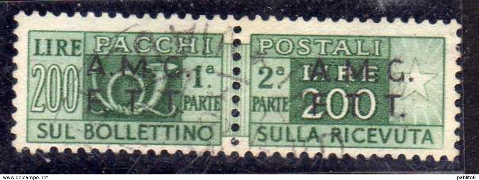 TRIESTE A 1947 1948 AMG-FTT SOPRASTAMPATO D'ITALIA OVERPRINTED PACCHI POSTALI PARCEL POST LIRE 200 USATO USED OBLITERE' - Postal And Consigned Parcels