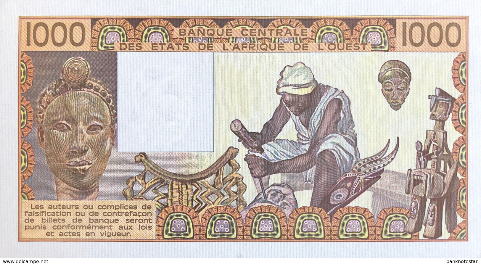 West African States 1.000 Francs, P-406Db (1981) - UNC - ERROR NUMBERING - États D'Afrique De L'Ouest