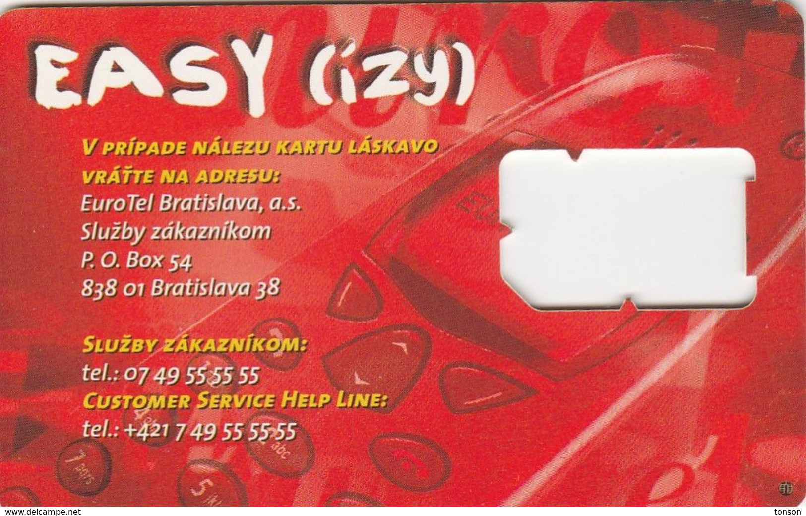 Slovakia, SK-EUR-GSM-0004B, GSM Frame Without Chip,  Easy(izy), 2 Scans. - Slovaquie