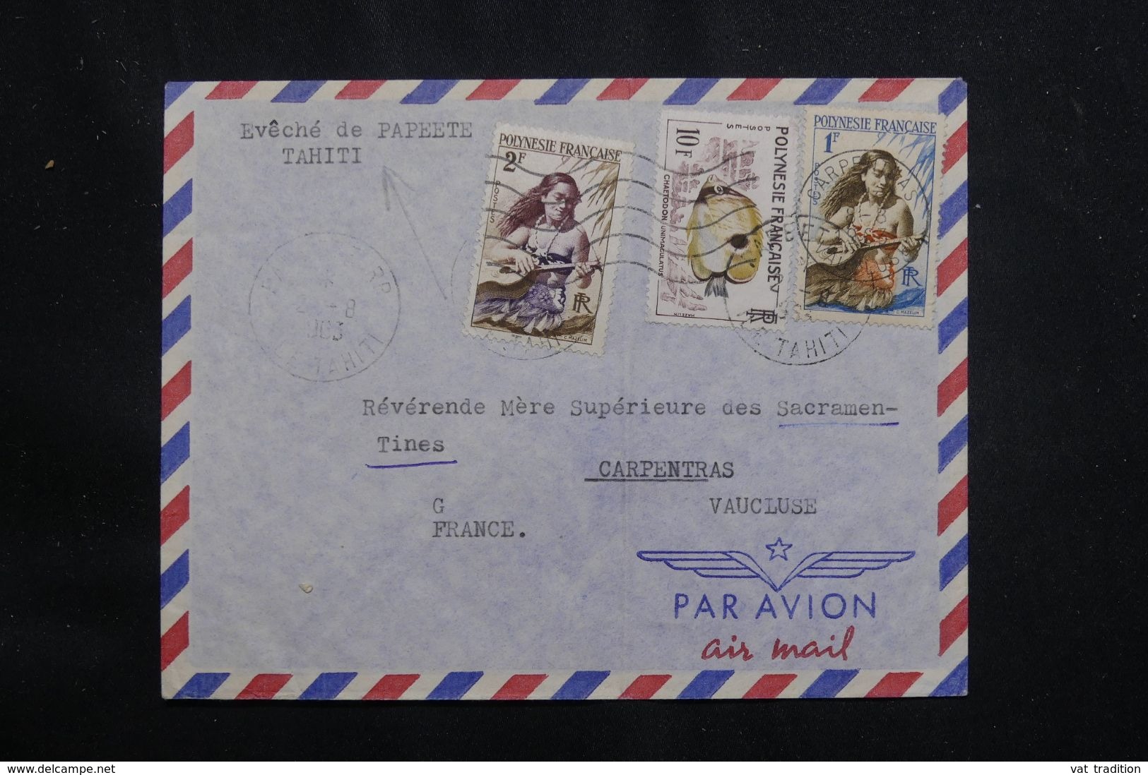 POLYNÉSIE - Enveloppe De L’évêché De Papeete En 1963 Pour La France - L 65935 - Storia Postale