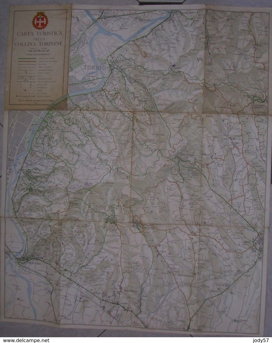 VECCHIA MAPPA -  CARTA TURISTICA DELLA COLLINA TORINESE -1961 - ACI TORINO - 1:25.000 - Topographical Maps