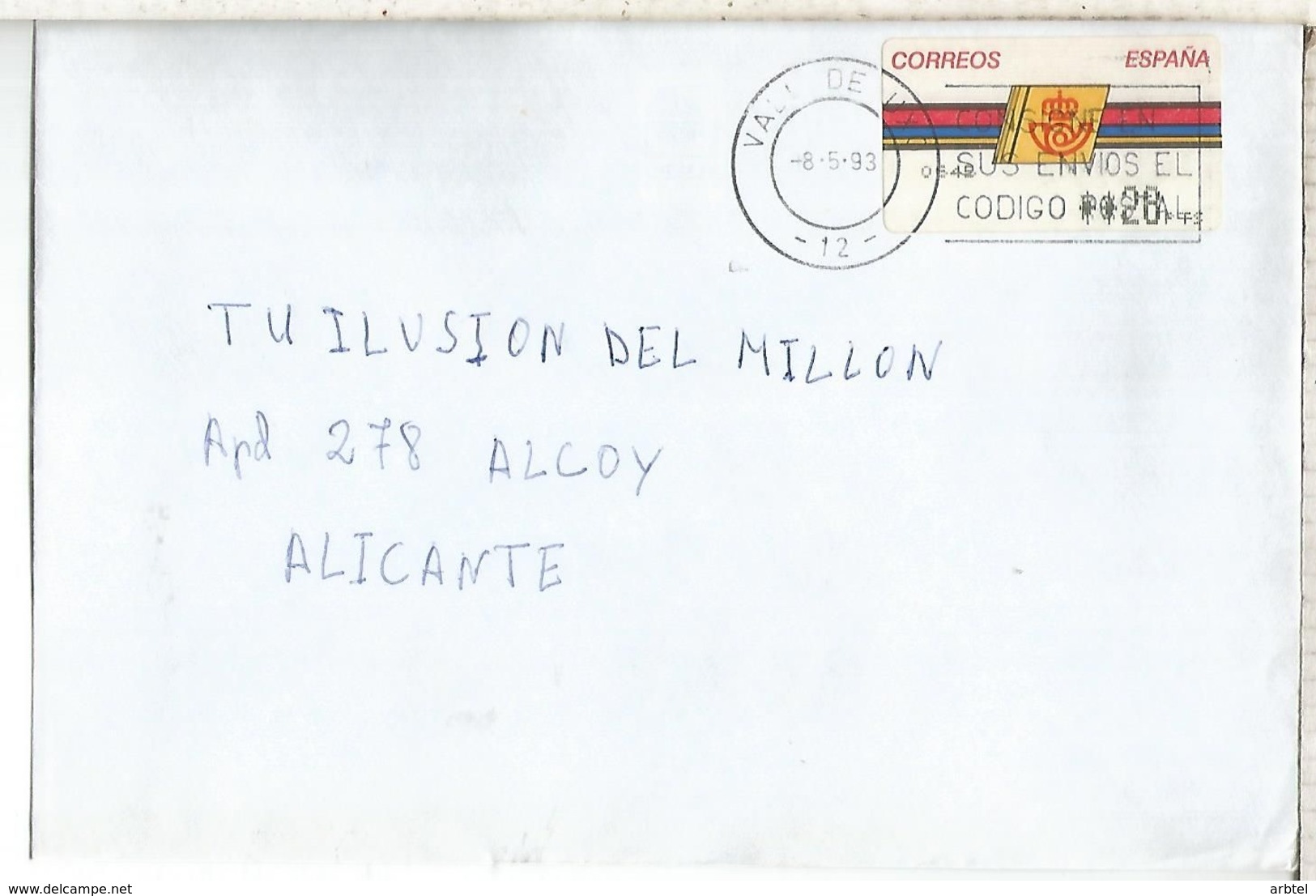 CC CON ATM LOGO CORREOS MAT VALL DE UXO CASTELLON - Cartas & Documentos